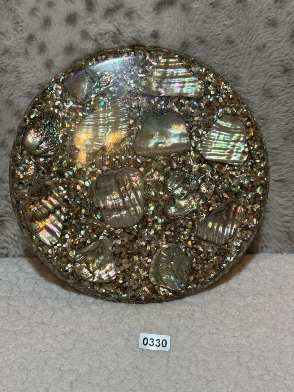 Vintage Plympton's Genuine Abalone Lucite Hot Plate Trivet 7” - Picture 9 of 9